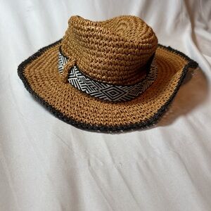 Echo Tan Woven Hat with Black Edge